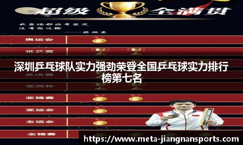 深圳乒乓球队实力强劲荣登全国乒乓球实力排行榜第七名